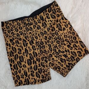 DKNY Leopard Print Bike Shorts/Athletic Shorts - Black and Brown Size M EUC